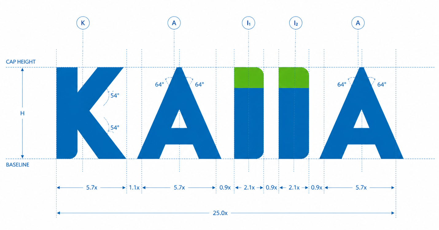 KAIIA 로고 규격 — 글자 비율과 각도
